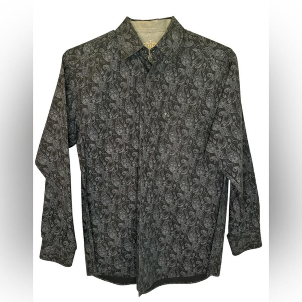 Panhandle Men’s Western Shirt Black Paisley‎ Medium